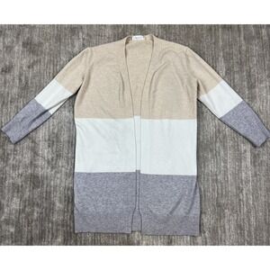 Yidarton Sweater Womens Medium Open Front Color Block 3/4 Sleeve